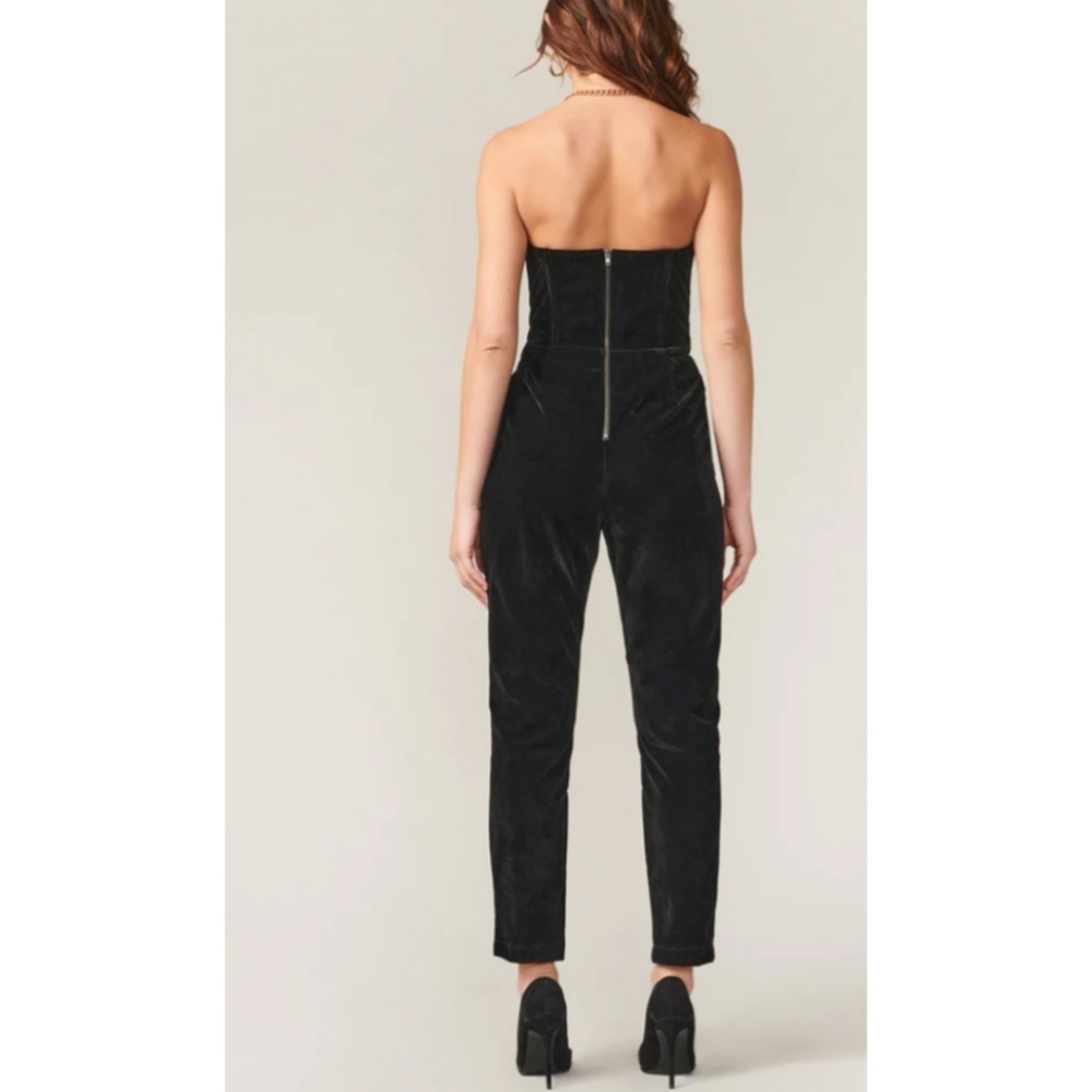 Adeyln Rae | Ash Velvet Strapless Jumpsuit | Black - Picture 2 of 7
